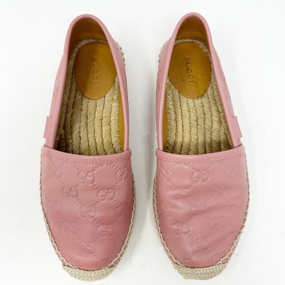 Gucci Guccissima Leather Espadrille Flats Size 36.5 Pink - Picture 2 of 11